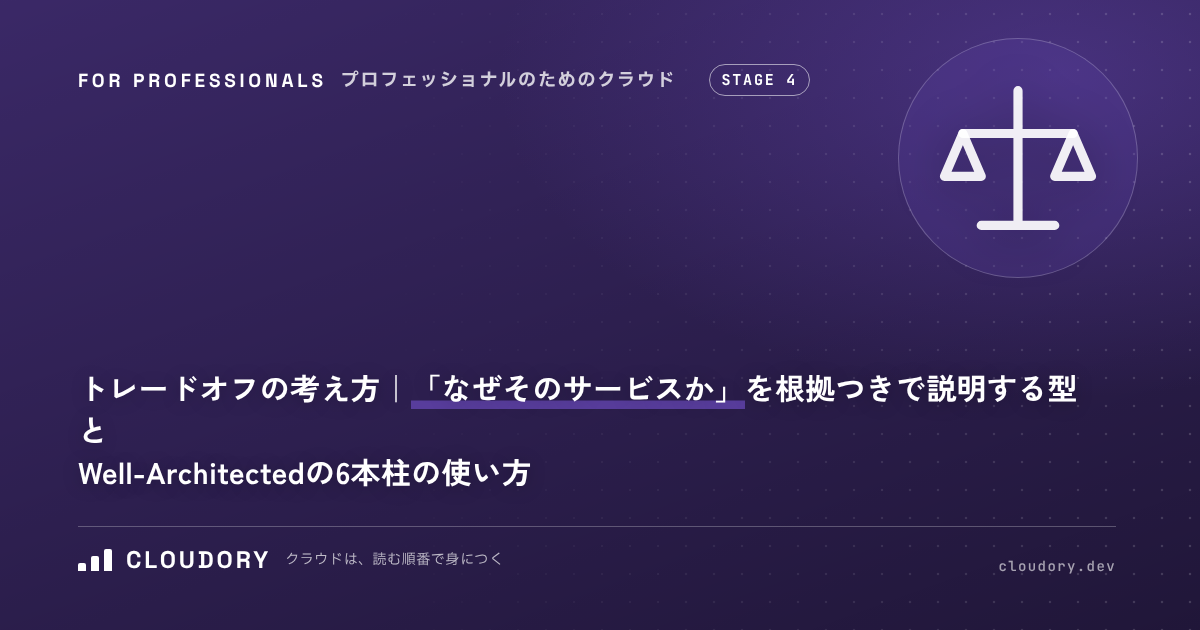 トレードオフの考え方｜「なぜそのサービスか」を根拠つきで説明する型と、Well-Architected の6本柱の使い方